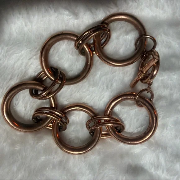 Vintage Copper Linked Statement Bracelet - Picture 2 of 3